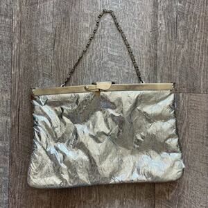Vintage 50's Silver Foil Clutch Handbag Bag